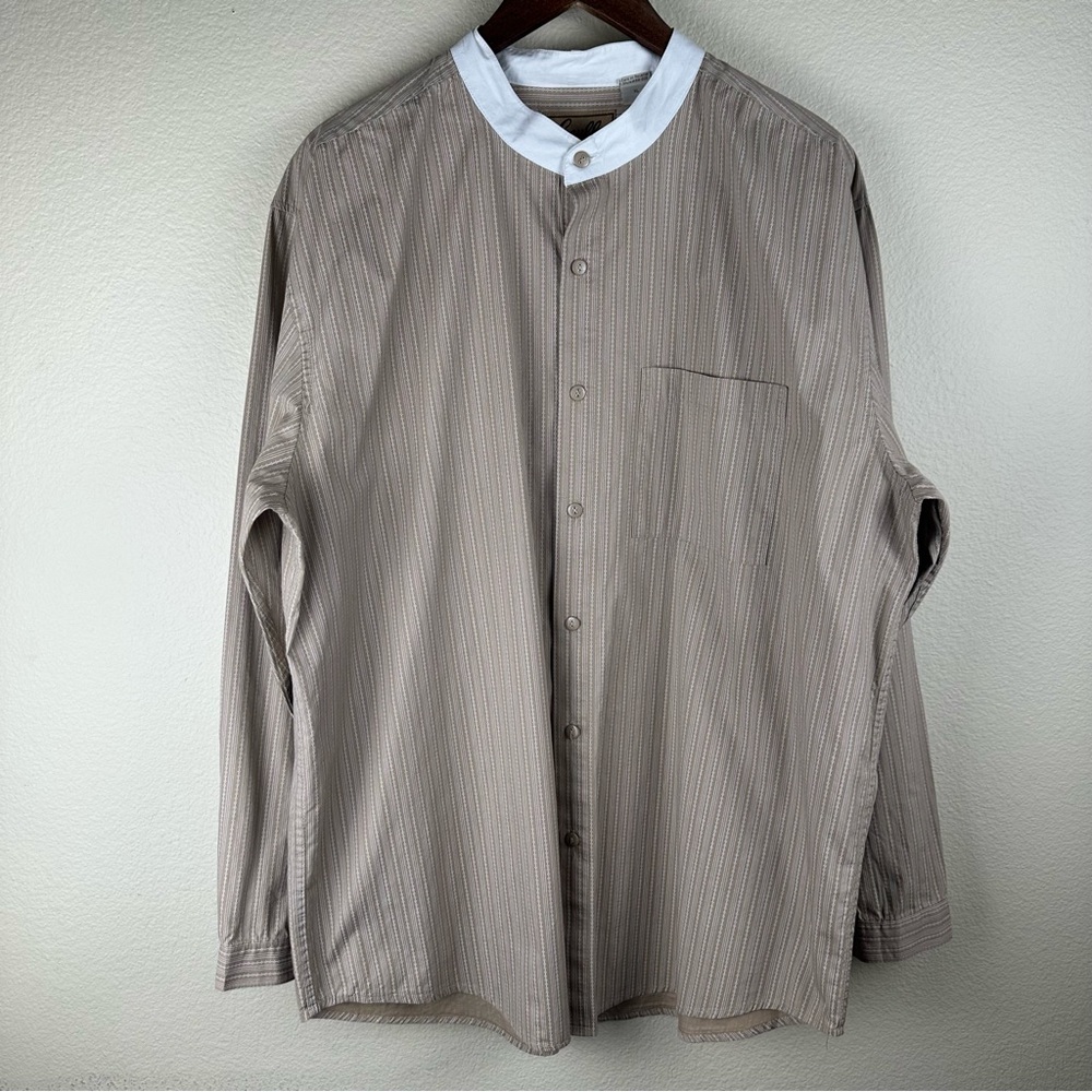 Scully Band Collar Button Up Long Sleeve Shirt Mens XL Western Cowboy Ranch